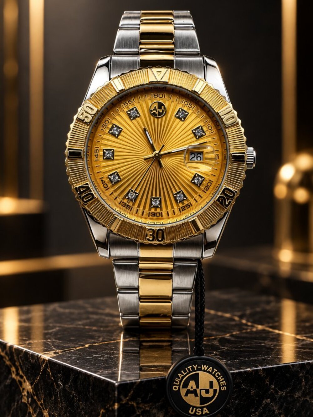 This timepiece is an AJ Brand / AJ Accessories unisex dress watch Datejust desig